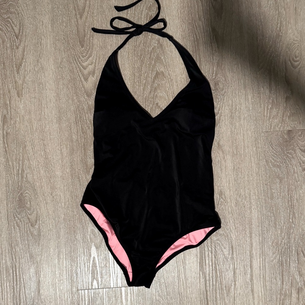 Victoria's Secret Black Sexy Pink Halter Swimsuit L